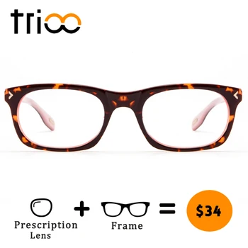 TRIOO Acetat Glasseses Femei Roz broască Țestoasă Progresivă Ochelari Transparente Obiectiv Clar Miopie Ochelari Tentă Gri Maro
